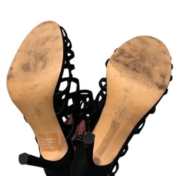 Express Womens Black Strappy High Stiletto Heel Sandals Size 8 - Picture 6 of 6